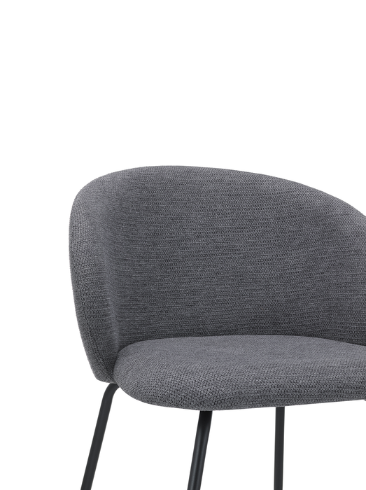 Chaise de salle à manger Evita en métal avec coussin de siège et dossier en tissu - grise