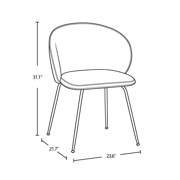 Chaise de salle à manger Evita en métal avec coussin de siège et dossier en tissu - grise