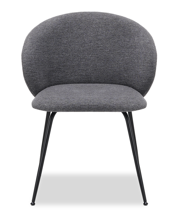 Chaise de salle à manger Evita en métal avec coussin de siège et dossier en tissu - grise