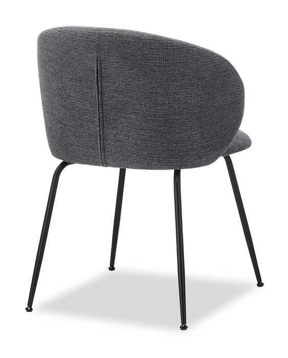 Chaise de salle à manger Evita en métal avec coussin de siège et dossier en tissu - grise
