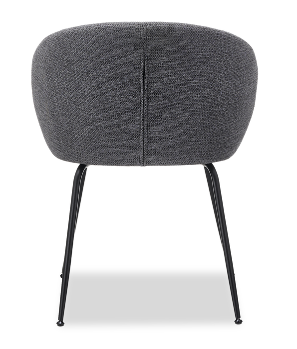 Chaise de salle à manger Evita en métal avec coussin de siège et dossier en tissu - grise