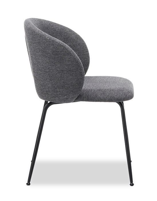 Chaise de salle à manger Evita en métal avec coussin de siège et dossier en tissu - grise