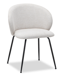 Chaise de salle à manger Evita en métal avec coussin de siège et dossier en tissu - beige