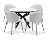 Ensemble de salle à manger Evita 5 pièces en pierre frittée avec table ronde de 41 po à 54 po (L) avec rallonge et 4 chaises beige - gris et noir 