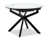 Evita Dining Table with Extension Sintered Stone Top, 41-54"W Round, Metal - Grey/Black | Table de salle à manger ronde Evita de 41 po à 54 po (L) en métal avec rallonge et dessus en pierre frittée - grise et noire