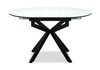 Evita Dining Table with Extension Sintered Stone Top, 41-54"W Round, Metal - Grey/Black | Table de salle à manger ronde Evita de 41 po à 54 po (L) en métal avec rallonge et dessus en pierre frittée - grise et noire