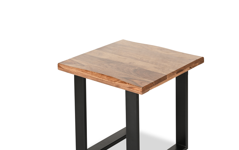 Table de bout contemporaine Fletcher de 24 po avec armature en fer - grès brun