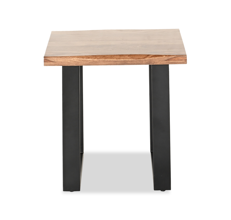 Table de bout contemporaine Fletcher de 24 po avec armature en fer - grès brun
