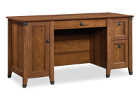 Bureau Forge de 59,06 po à 3 tiroirs avec système de gestion des câbles - cerisier de Washington