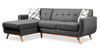 Sofa sectionnel gauche Freeman de Kort & Co. 2 pièces de po en tissu d’apparence lin avec pattes en bois - gris anthracite