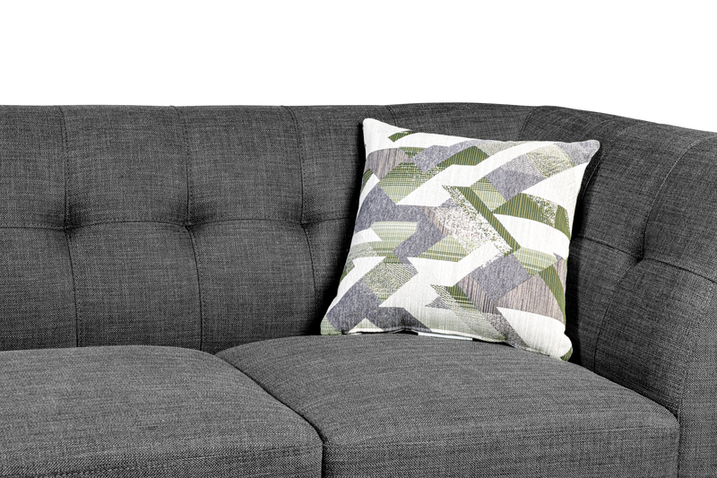 Sofa sectionnel gauche Freeman de Kort & Co. 2 pièces de po en tissu d’apparence lin avec pattes en bois - gris anthracite