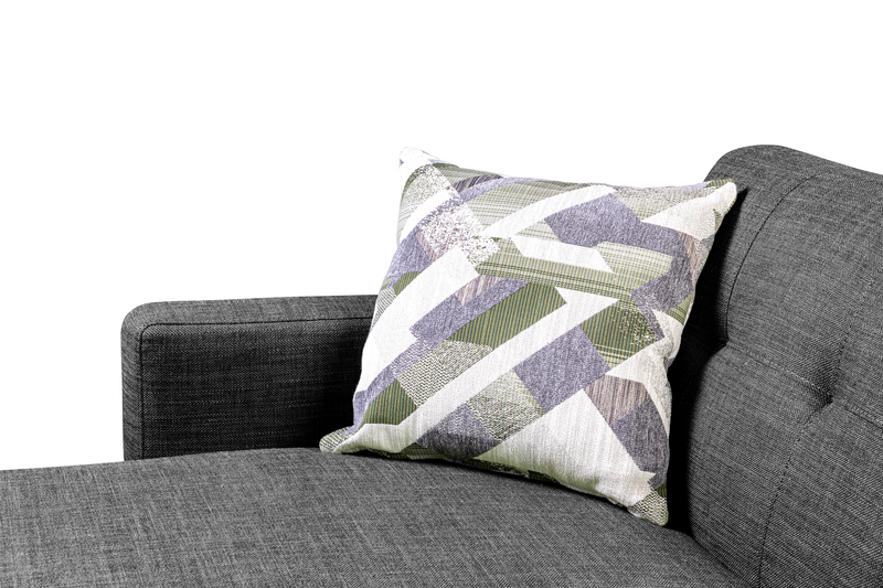 Sofa sectionnel gauche Freeman de Kort & Co. 2 pièces de po en tissu d’apparence lin avec pattes en bois - gris anthracite