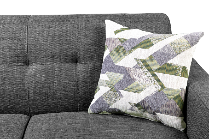 Sofa sectionnel gauche Freeman de Kort & Co. 2 pièces de po en tissu d’apparence lin avec pattes en bois - gris anthracite