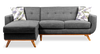 Kort & Co. Freeman 2-Piece Left-Facing Sectional with Wood Legs – Charcoal Grey | Sofa sectionnel gauche Freeman de Kort & Co. 2 pièces de po en tissu d’apparence lin avec pattes en bois - gris anthracite