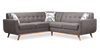 Sofa sectionnel Freeman de Kort & Co. 2 pièces po en tissu d’apparence lin avec pattes en bois - gris anthracite