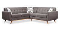  Sofa sectionnel Freeman de Kort & Co. 2 pièces po en tissu d’apparence lin avec pattes en bois - gris anthracite
