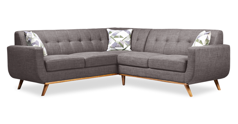 Sofa sectionnel Freeman de Kort & Co. 2 pièces po en tissu d’apparence lin avec pattes en bois - gris anthracite