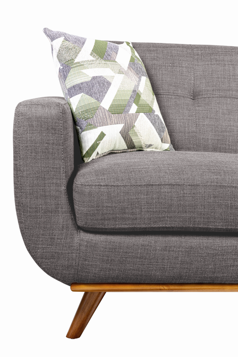 Sofa sectionnel Freeman de Kort & Co. 2 pièces po en tissu d’apparence lin avec pattes en bois - gris anthracite