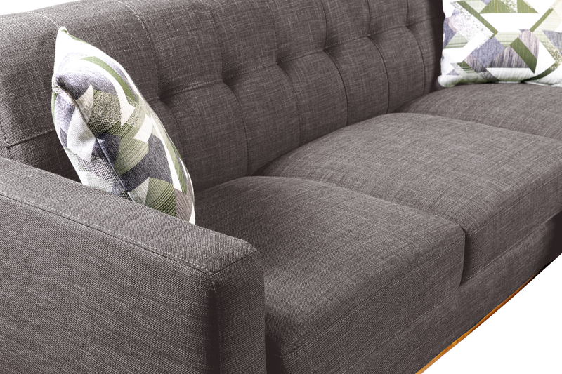 Sofa sectionnel Freeman de Kort & Co. 2 pièces po en tissu d’apparence lin avec pattes en bois - gris anthracite