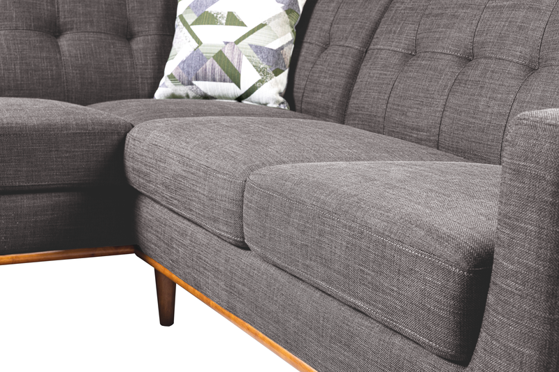 Sofa sectionnel Freeman de Kort & Co. 2 pièces po en tissu d’apparence lin avec pattes en bois - gris anthracite