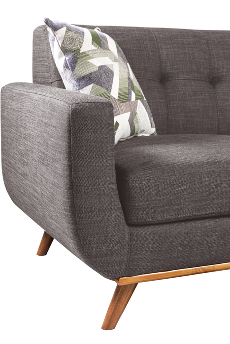 Sofa sectionnel Freeman de Kort & Co. 2 pièces po en tissu d’apparence lin avec pattes en bois - gris anthracite