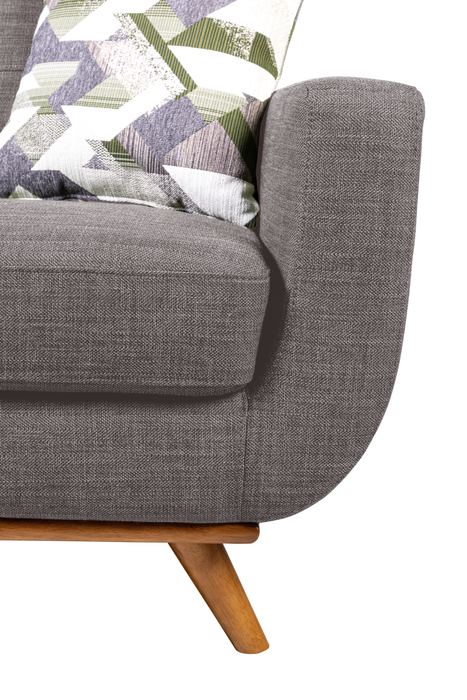 Sofa sectionnel Freeman de Kort & Co. 2 pièces po en tissu d’apparence lin avec pattes en bois - gris anthracite