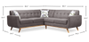 Kort & Co. Freeman 2-Piece Linen-Look Fabric Sectional with Wood Legs – Charcoal Grey | Sofa sectionnel Freeman de Kort & Co. 2 pièces po en tissu d’apparence lin avec pattes en bois - gris anthracite