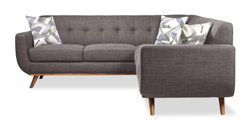 Sofa sectionnel Freeman de Kort & Co. 2 pièces po en tissu d’apparence lin avec pattes en bois - gris anthracite