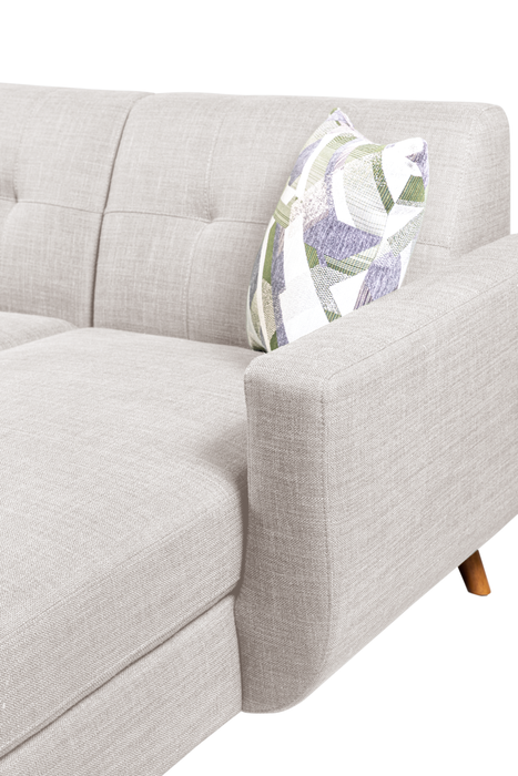 Sofa sectionnel de gauche Freeman de Kort & Co. 2 pièces po en tissu d’apparence lin avec pattes en bois - blanc colombe