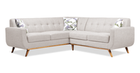Sofa sectionnel Freeman de Kort & Co. 2 pièces po en tissu d’apparence lin avec pattes en bois - blanc colombe