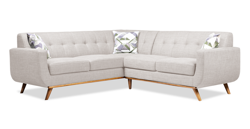 Sofa sectionnel Freeman de Kort & Co. 2 pièces po en tissu d’apparence lin avec pattes en bois - blanc colombe