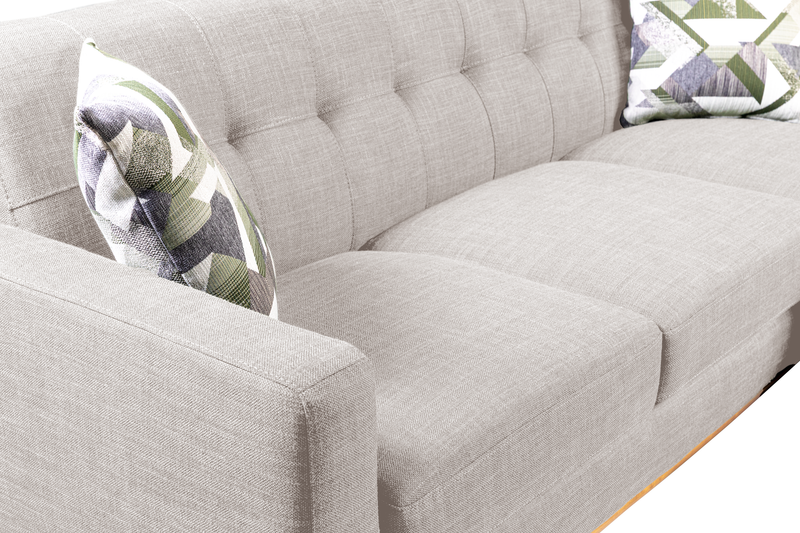 Sofa sectionnel Freeman de Kort & Co. 2 pièces po en tissu d’apparence lin avec pattes en bois - blanc colombe