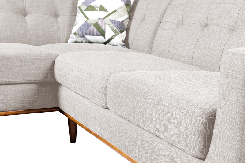 Sofa sectionnel Freeman de Kort & Co. 2 pièces po en tissu d’apparence lin avec pattes en bois - blanc colombe