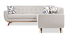 Kort & Co. Freeman 2-Piece Linen-Look Fabric Sectional with Wood Legs – Dove White | Sofa sectionnel Freeman de Kort & Co. 2 pièces po en tissu d’apparence lin avec pattes en bois - blanc colombe