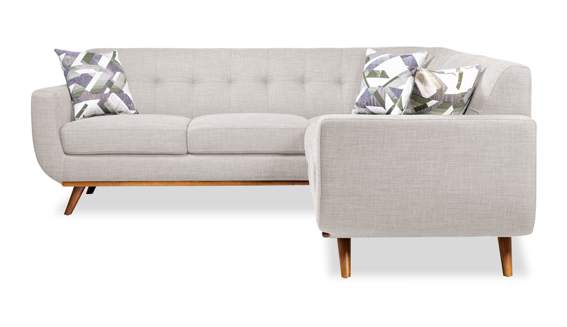 Sofa sectionnel Freeman de Kort & Co. 2 pièces po en tissu d’apparence lin avec pattes en bois - blanc colombe
