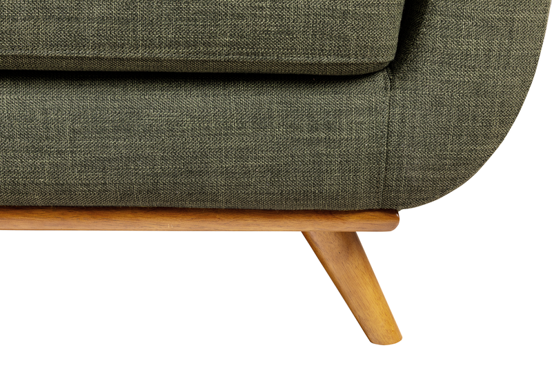 Sofa sectionnel gauche Freeman de Kort & Co. 2 pièces de po en tissu d’apparence lin avec pattes en bois - vert avocat