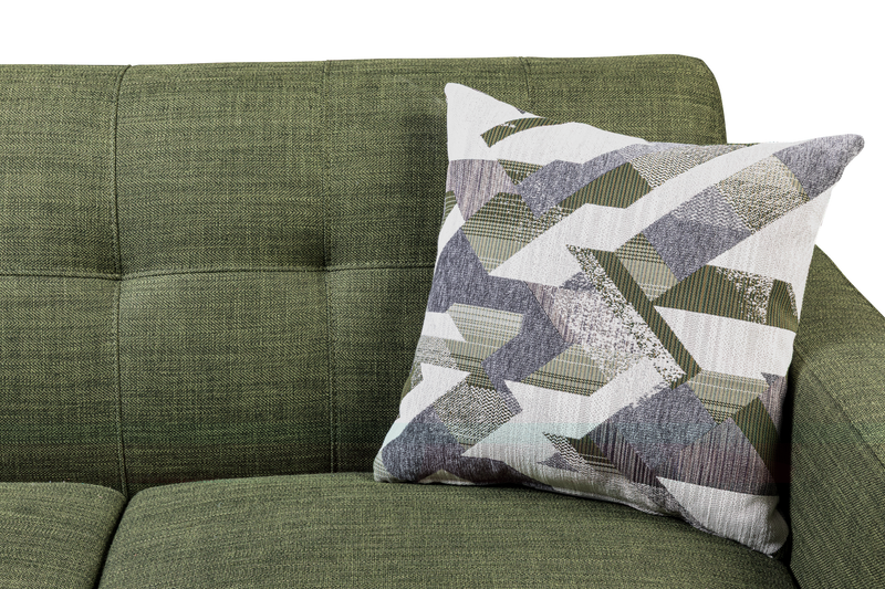 Sofa sectionnel gauche Freeman de Kort & Co. 2 pièces de po en tissu d’apparence lin avec pattes en bois - vert avocat