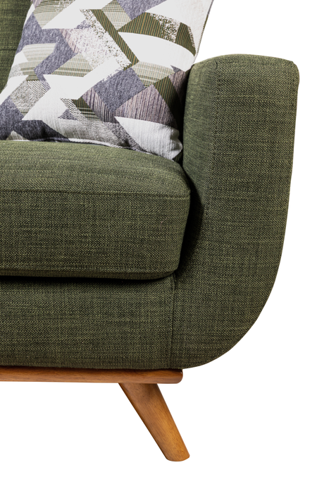 Sofa sectionnel gauche Freeman de Kort & Co. 2 pièces de po en tissu d’apparence lin avec pattes en bois - vert avocat
