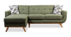 Kort & Co. Freeman 2-Piece Left-Facing Sectional with Wood Legs – Avocado Green | Sofa sectionnel gauche Freeman de Kort & Co. 2 pièces de po en tissu d’apparence lin avec pattes en bois - vert avocat