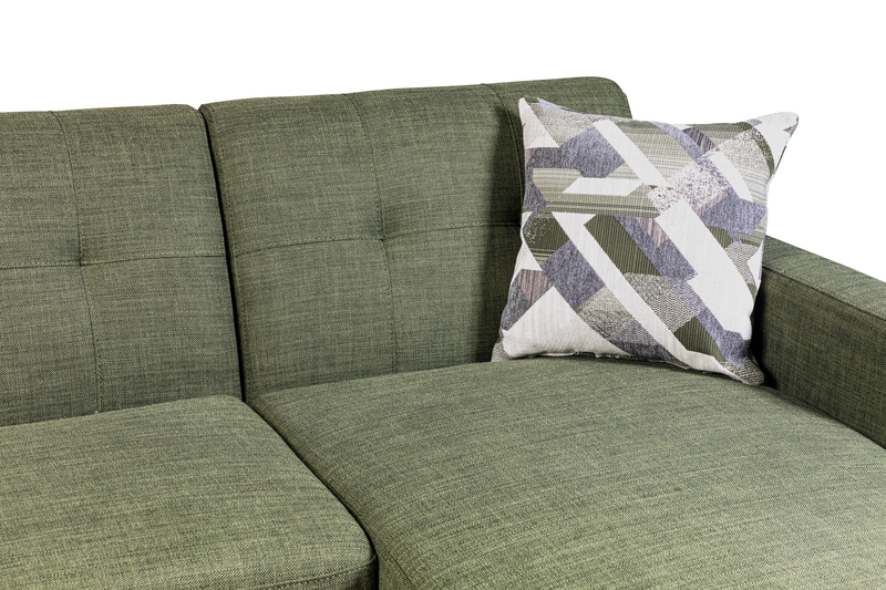 Sofa sectionnel de gauche Freeman de Kort & Co. 2 pièces po en tissu d’apparence lin avec pattes en bois -vert avocat