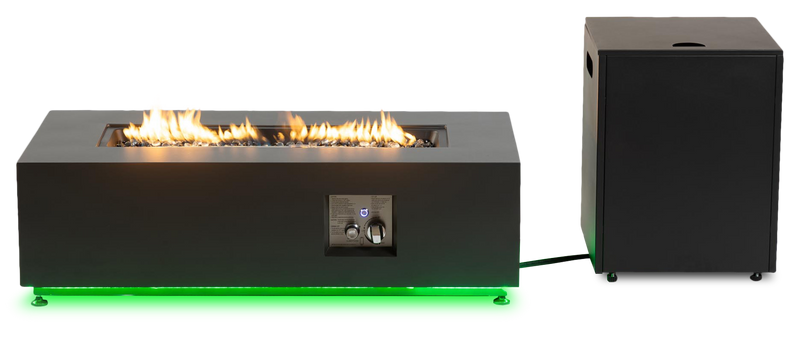 Foyer-table à gaz propane Glow de 42 po (L) et de 50 000 BTU en métal avec éclairage à DEL intégré