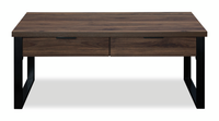 Table à café contemporaine Griffin de 46 po avec 2 tiroirs - brun foncé