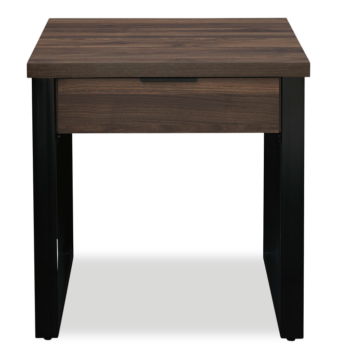 Table de bout contemporaine Griffin de 23,5 po avec rangement - brun foncé