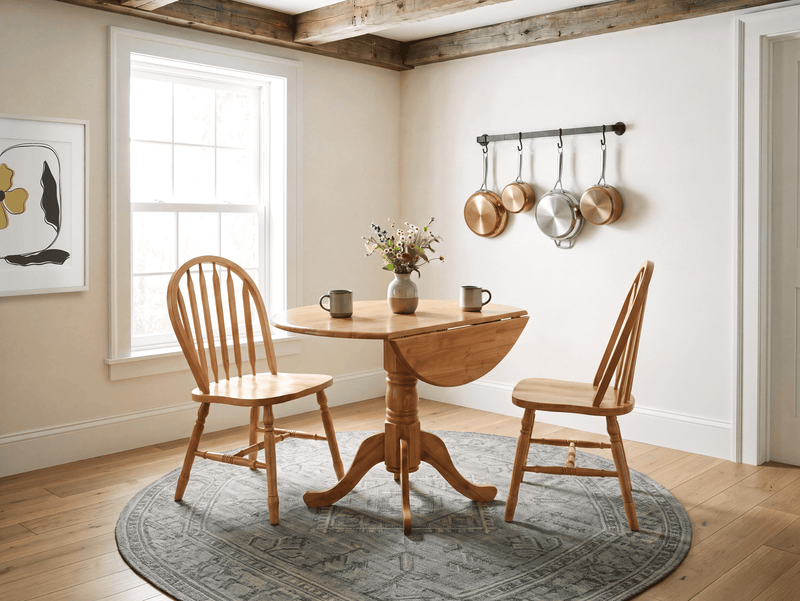 Ensemble de salle à manger Hana 3 pièces avec table de 40 po (L) à abattant, base piédestal et 2 chaises - naturel