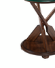 Hatfield 20” Eclectic End Table with Glass Top & Carved Oars in Wood Base – Dark Oak | Table de bout éclectique Hatfield de 20 po avec dessus en verre et pagaies sculptées dans la base en bois - chêne foncé