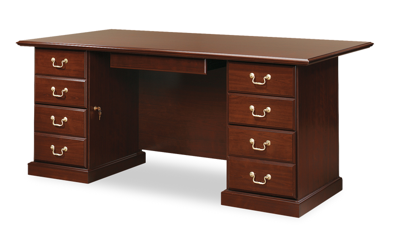 Bureau de direction Heritage de 70,51 po à 4 tiroirs - cerisier classique