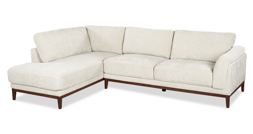  Sofa sectionnel de gauche Horizon 2 pièces en tissu avec base et pattes en bois - pierre