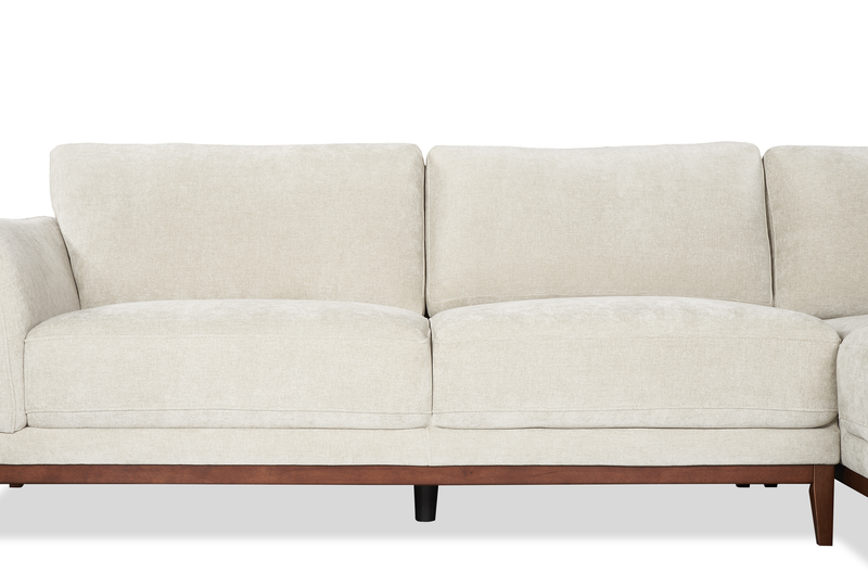 Sofa sectionnel de droite Horizon 2 pièces en tissu avec base et pattes en bois - pierre