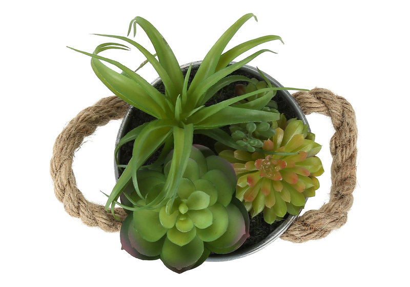Plante grasse artificielle de 7 po en pot de 5 po en métal - ensemble de 2