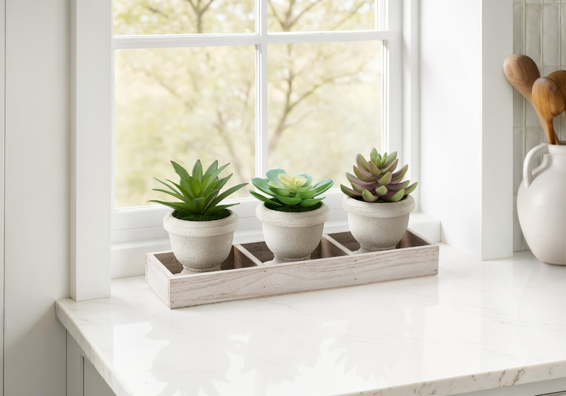 Plantes artificielles en pot - ensemble de 3 